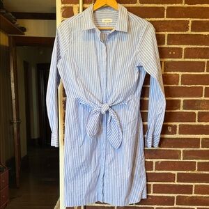Calvin Klein Light Blue Striped Long Sleeve Dress button down dress